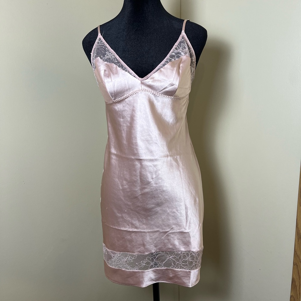 Victoria's Secret Blush Satin Chemise with Lace